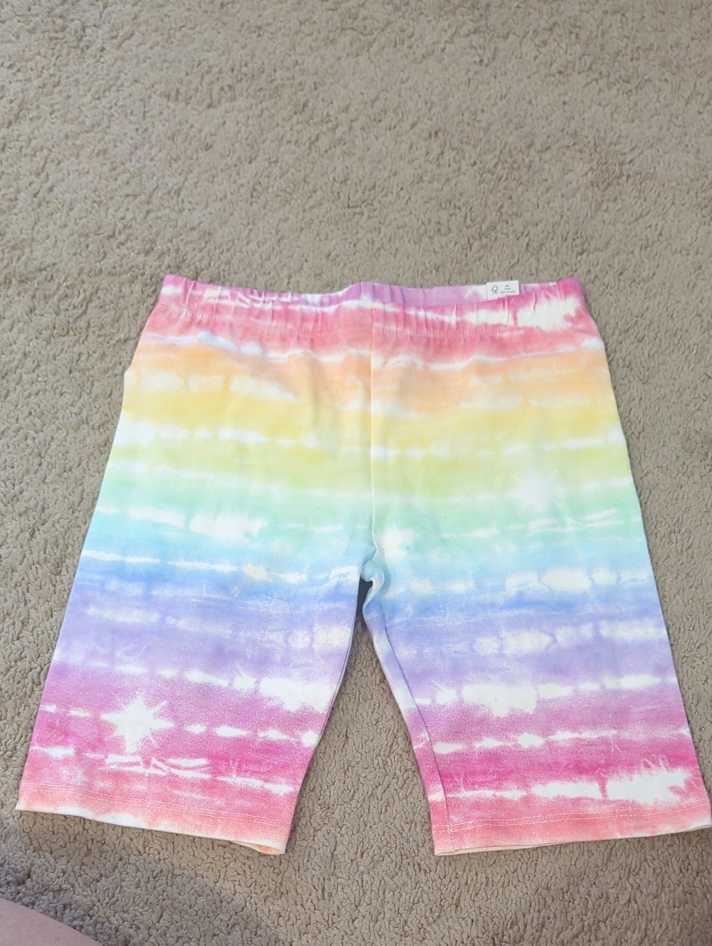 Kids Rainbow Tie-Dye Bike Shorts - Multicolor Rainbow Size Medium 7/8
